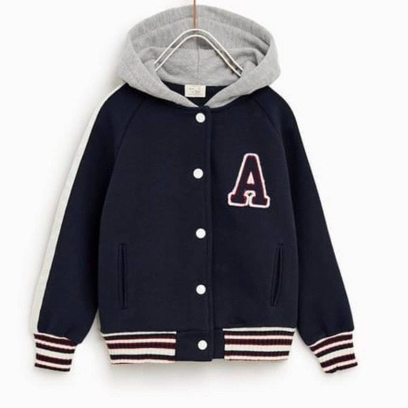 Zara Kids Navy and Burgundy Academia Letter Varsity Jacket • Size 10 🗣 - Picture 1 of 3
